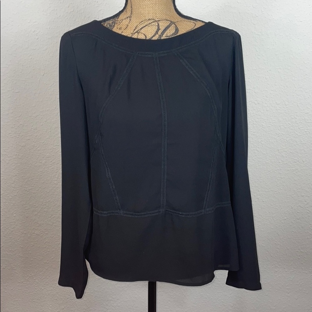 Ann Taylor Loft Black Dress Shirt Sz Medium